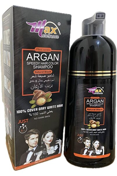 max elegance شامبو صبغة الشعر بزيت الأرغان، شامبو تلوين الشعر باللون الأسود ل...