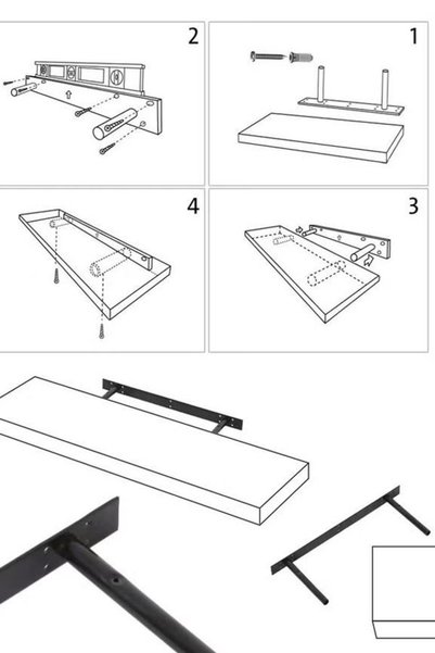 Generic Brand Wooden Shelf for Wall Mounting Black 60 X 23.5 X 3.8cm