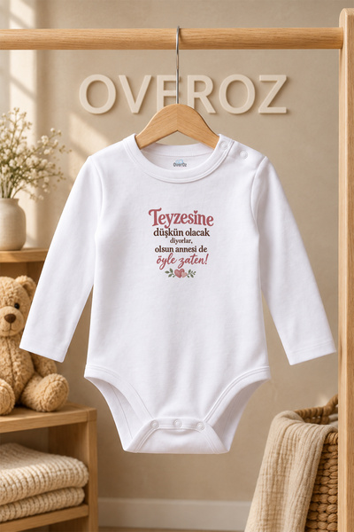 Overoz Beyaz Uzun Kollu Pamuklu Çıtçıtlı Bebek Zıbın Teyzesine Düşkün Olacak ...