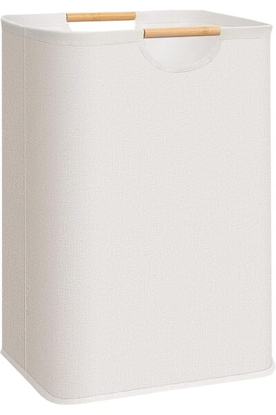 Yelajoy 80L Beige Foldable Laundry Hamper, Iron-Ring Shaped Upright Laundry H...