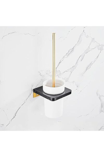 Generic Stylish Black Marble Towel Rack & Bathroom Hardware Set - Modern Towe...