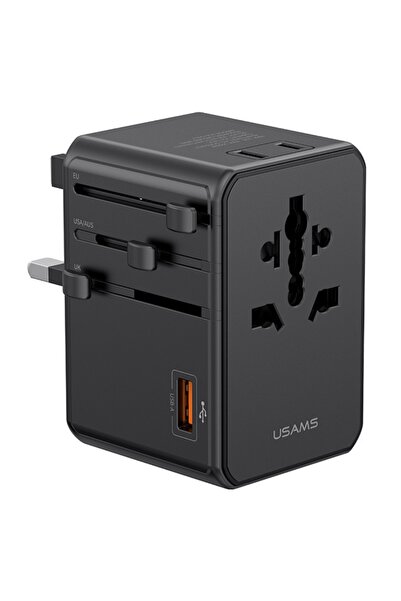 Usams Încărcător universal de călătorie 4 în 1 T72 65W US/AU/EU/UK Negru