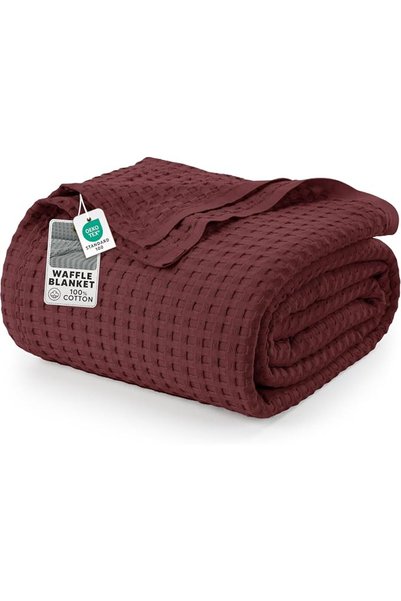 Utopia Bedding 100% Cotton Waffle Weave Blanket [King Size] - Luxury Soft Bre...