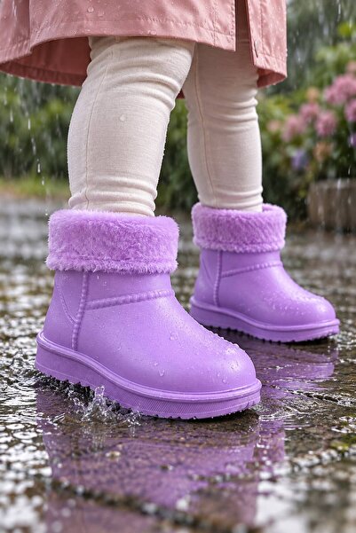 SOLERIUM SHOES SLR Shoes Su Geçirmez İçi Kürklü Kız Çocuk Eva Yağmur Kar Çizme