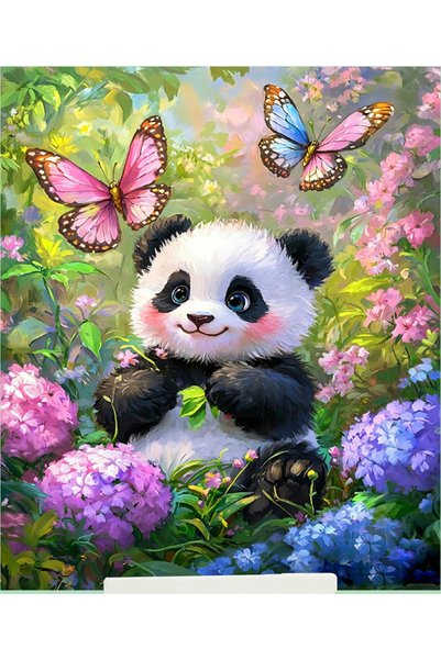 LİVA CRAFT Art & Craft Diamond painting puzzle kit, baby panda in the flower ...