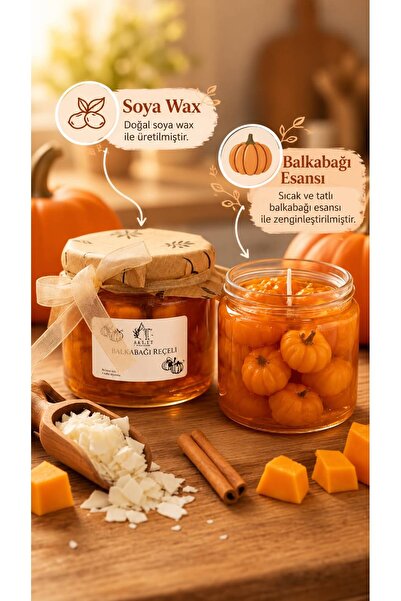 arbies beauty Arbies Tasarım Balkabağı Desenli Soya Wax Mum – Balkabağı Esans...