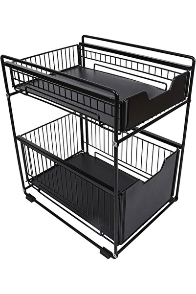 Generic 2 Tier Under Sink Storage nizer with Drawer and Sliding Cabinet Pull ...
