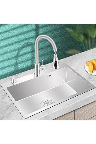 Generic Kitchen Sink Stainless Steel 80 x 45 cm Built-in Sink with Pull Out T...