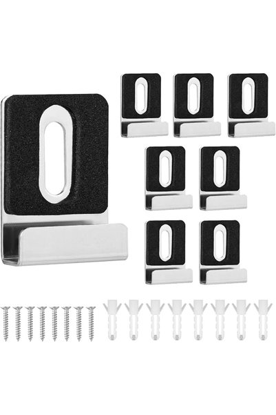 KASTWAVE 8pcs Metal Mirror Holder Kit, Mirror Clips with Screws Rubber Pads M...