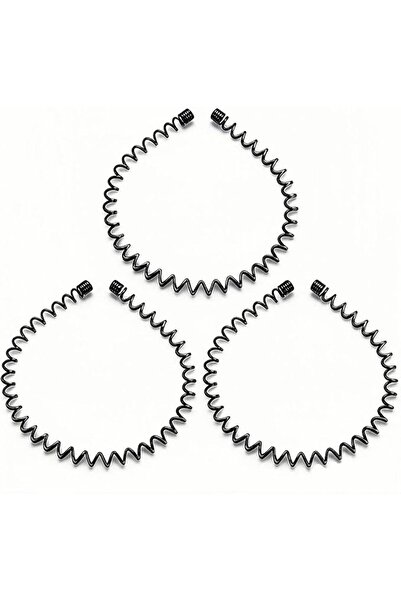 KELUBATU Metal Headband for Men, Adjustable Wavy Hair Band, Classic Wave 6 Pcs
