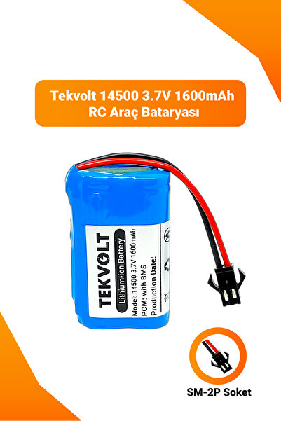 14500 3.7V 1600mAh RC Oyuncak Bataryası SM-2P Soket (YENİ TARİHLİ)