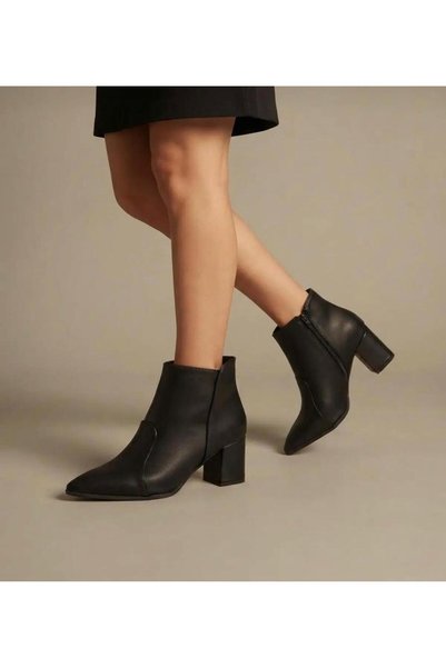 Alemdar Shoes kadın 5 cm Siyah kalın Topuklu Bot