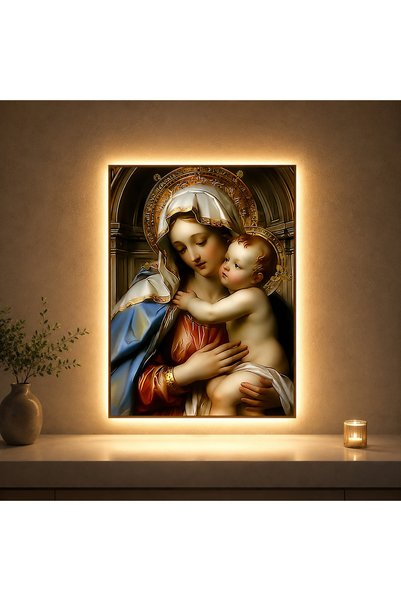 OEM Tablou Decorativ cu Iluminare LED Ocrotire Materna, 60 x 80 cm, 24W, Lumi...