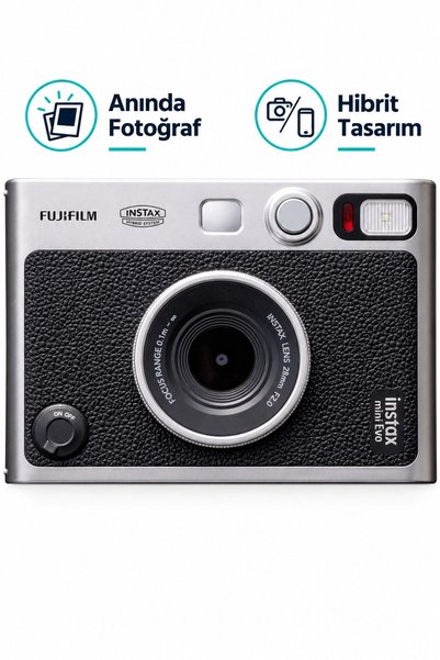 Fujifilm Siyah Fotoğraf Makinası Şipşak Fotoğraf Makinesi Anında Instax Mini Evo