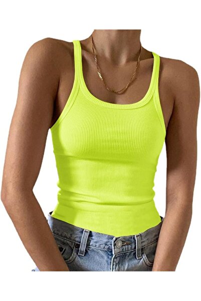 GENERAL Artfish Women's Sleeveless Tank Top Form Fitting Scoop Neck Ribbed Kn...