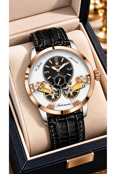 Fiesta 5 Atm, Automatic (Battery-Free), Steel Case-Leather Strap, in Stylish ...