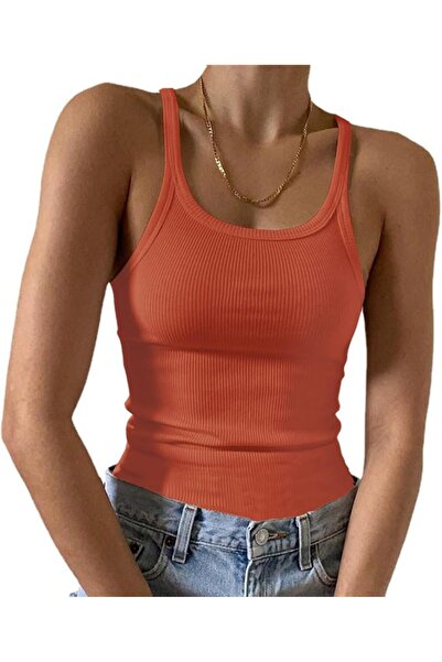 GENERAL Artfish Women's Sleeveless Tank Top Form Fitting Scoop Neck Ribbed Kn...