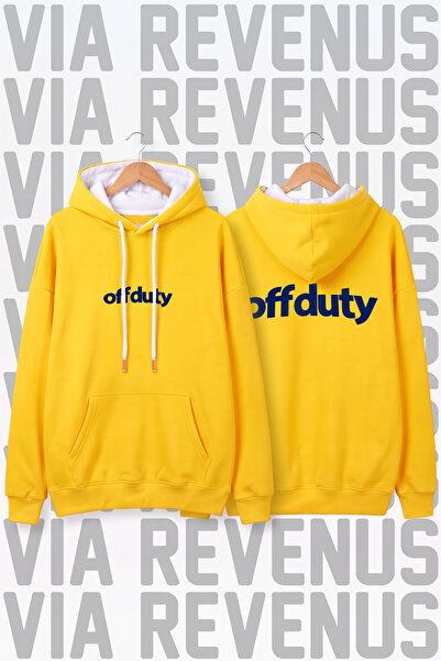 Vordevia Off Duty Printed Unisex Wide Fit Hooded Hoodie Sweatshirt
