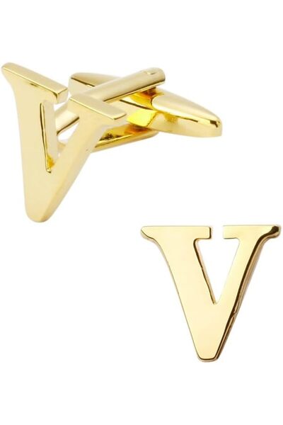 GENERAL Initial Gold Cufflinks for Men – Stainless Steel Monogram Letter Cuff...