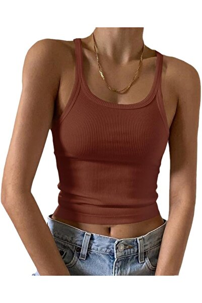 GENERAL Artfish Women's Sleeveless Tank Top Form Fitting Scoop Neck Ribbed Kn...
