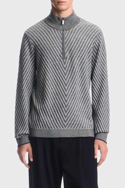 Emporio Armani Yünlü Fermuarlı Polo Yaka Kazak Erkek KAZAK EM006316 AF27942 F...