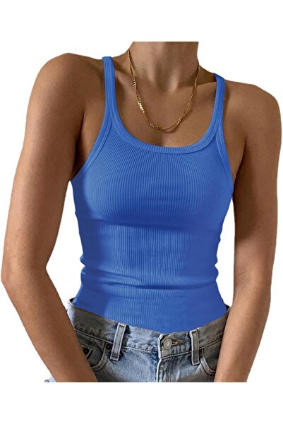 GENERAL Artfish Women's Sleeveless Tank Top Form Fitting Scoop Neck Ribbed Kn...