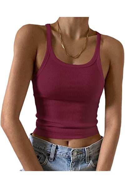 GENERAL Artfish Women's Sleeveless Tank Top Form Fitting Scoop Neck Ribbed Kn...