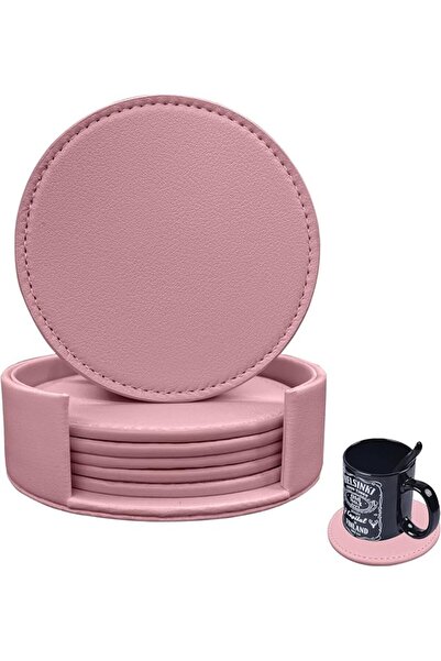 GENERAL Set of 6 Leather Coasters for Tabletop Protection from Spills, Durabl...