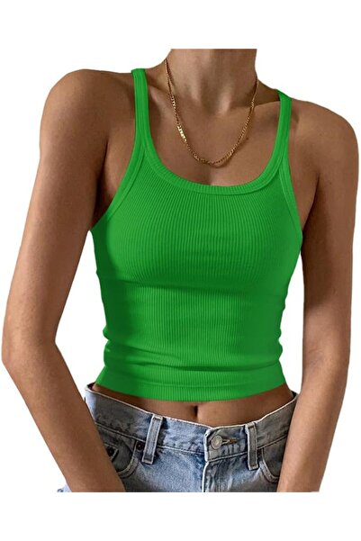 GENERAL Artfish Women's Sleeveless Tank Top Form Fitting Scoop Neck Ribbed Kn...