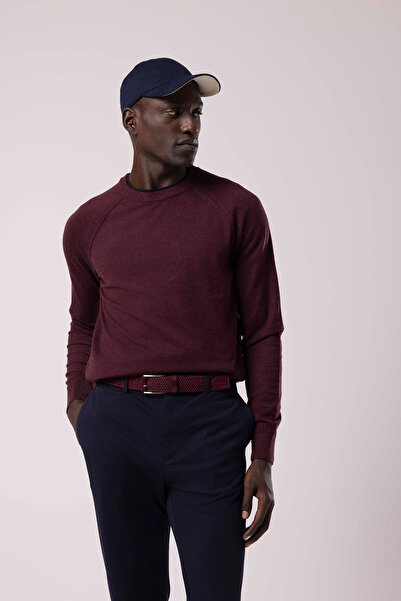 Erkek Çift Yaka Soft Touch Triko Kazak U04126 Bordo