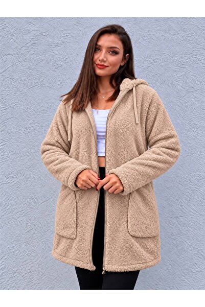 İkmal Peluş Tunik Fermuarlı Hırka
