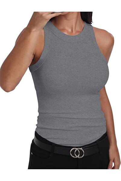 GENERAL GEMBERA Womens Sleeveless Racerback High Neck Casual Basic Cotton Rib...