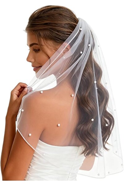 GENERAL Nanchor Bridal Veil Women's Simple Tulle Short Wedding Veil Ribbon Ed...