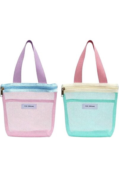 GENERAL Pack of 2 Shower Bag, Shower Bag with Handle, Portable Beach Bag, Mes...