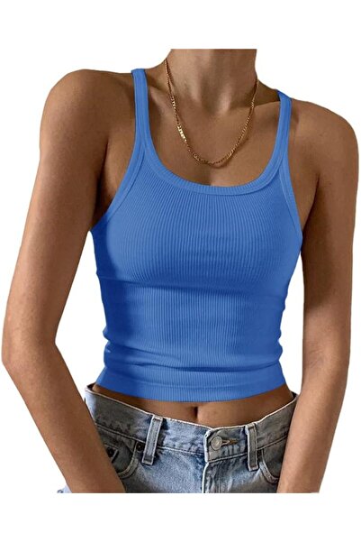 GENERAL Artfish Women's Sleeveless Tank Top Form Fitting Scoop Neck Ribbed Kn...