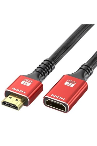 Generic كابل تمديد HDMI 2.1 مضفر بطول 6.6 قدم ذكر إلى أنثى - مطلي بالذهب يدعم...