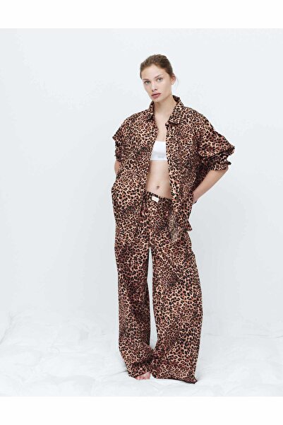 Marks & Spencer Saf Pamuklu Leopar Desenli Pijama Altı