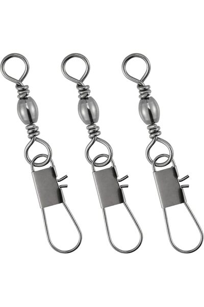 TERRIFI 50 Pcs Fishing Snap Swivels, Stainless Steel Barrel Swivels with Safe...