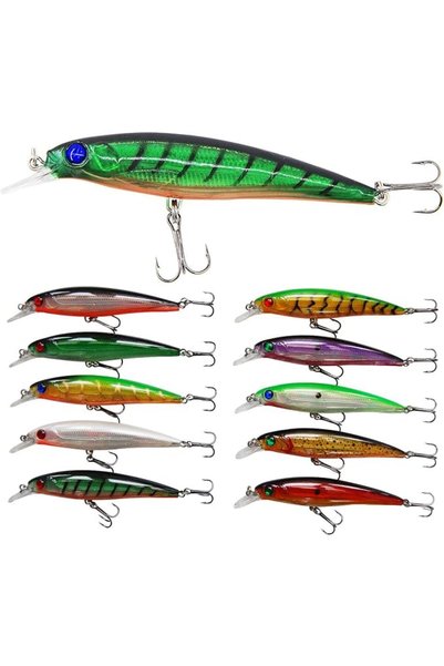 GENERAL Fishing Lures Hard Bait Minnow Lure with Treble Hook Life-Like Swimba...