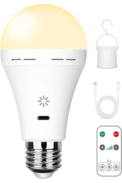 GENERAL USB C Rechargeable Light Bulb with Remote Control, 7W Battery Powered...