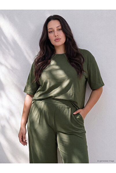 LC Waikiki Two Mt Shop Quality Lcw Curve Khaki Interlock Plain Standard & Reg...