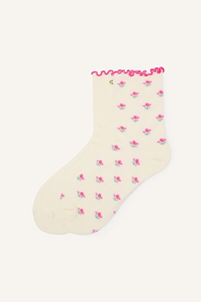 DeFacto Women's Floral Ruffled 2-Piece Cotton Socks I7238Axns