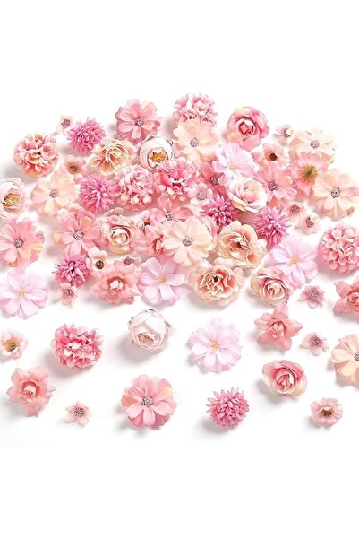 Yelajoy 80Pcs Mini Artificial Flower Heads, Faux Peony, Daisy, and Rose Flowe...