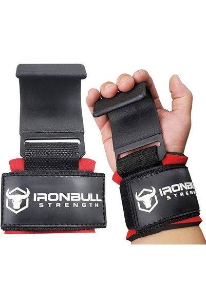 Iron Bull Strength خطافات فولاذية لرفع الأثقال (زوج) - أحزمة معصم للرفع شديدة...