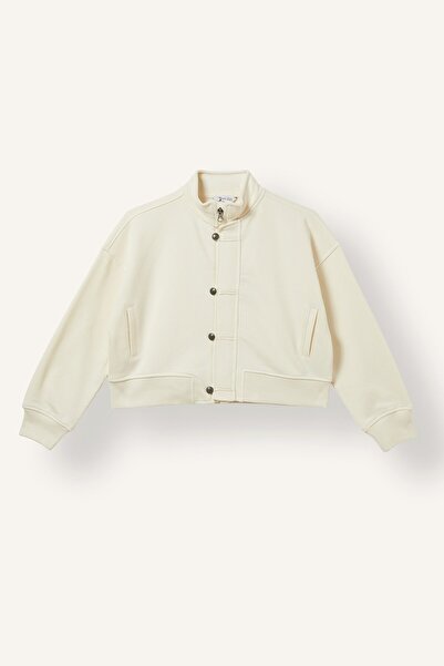 DeFacto High Collar Basic Cardigan with Snap Pockets for Girls I8325A826Au