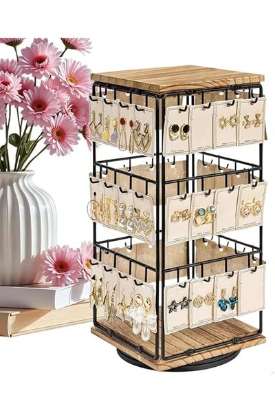 Generic Earring Organizer 360 Rotating 48-Hook Display Storage