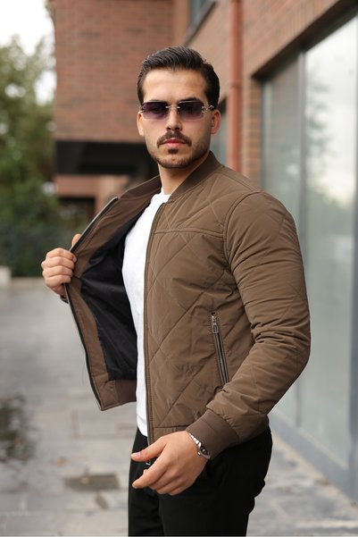 ronex Quilted Lined Zippered Basic Bomber Coat