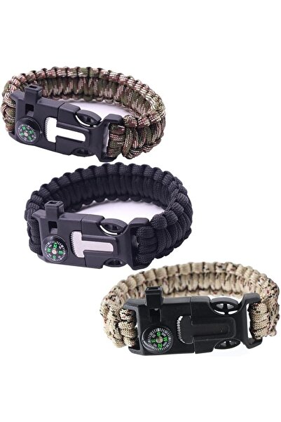 GENERAL 3 Pack Paracord Bracelet, 5 in 1 Survival Kit with Fire Starter, Loud...