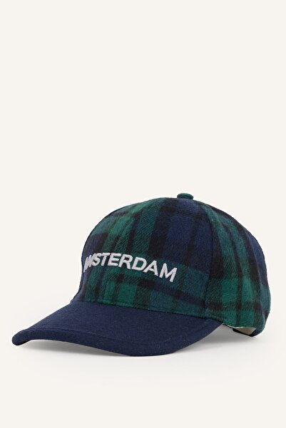 DeFacto Men's Checkered Amsterdam Embroidered Baseball Cap H5464Ax26Wn
