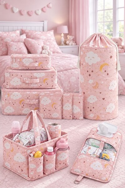 MorBebe Luxury 9 Piece Mother Baby Set - Laundry Basket, Baby Bag, Diaper Bag...